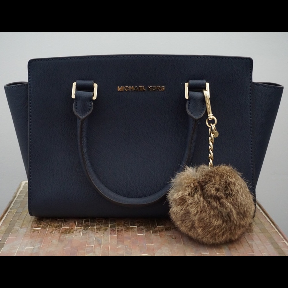 Michael Kors Selma Medium Satchel - Navy Blue